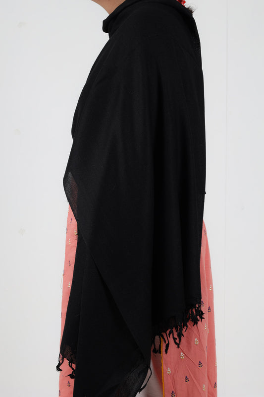 Swati Handloom Plain Black Shawl