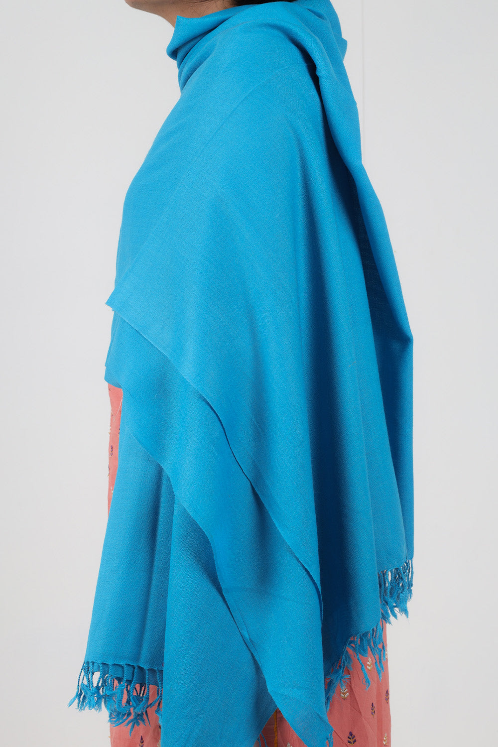 Swati Handloom Plain Sky Blue Shawl