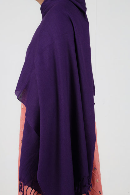 Swati Handloom Plain Purple Shawl