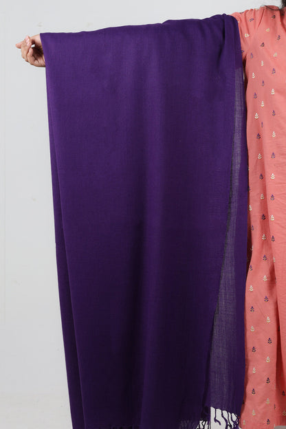 Swati Handloom Plain Purple Shawl