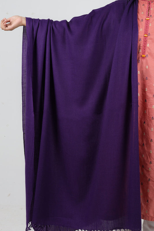 Swati Handloom Plain Purple Shawl