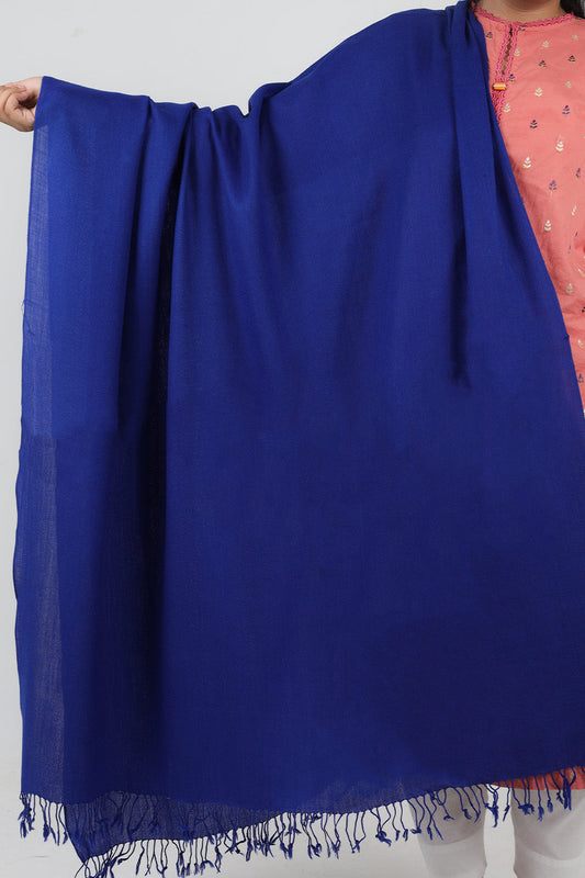 Swati Handloom Plain Navy Blue Shawl