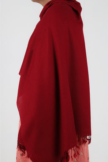 Swati Handloom Plain Deep Red Shawl