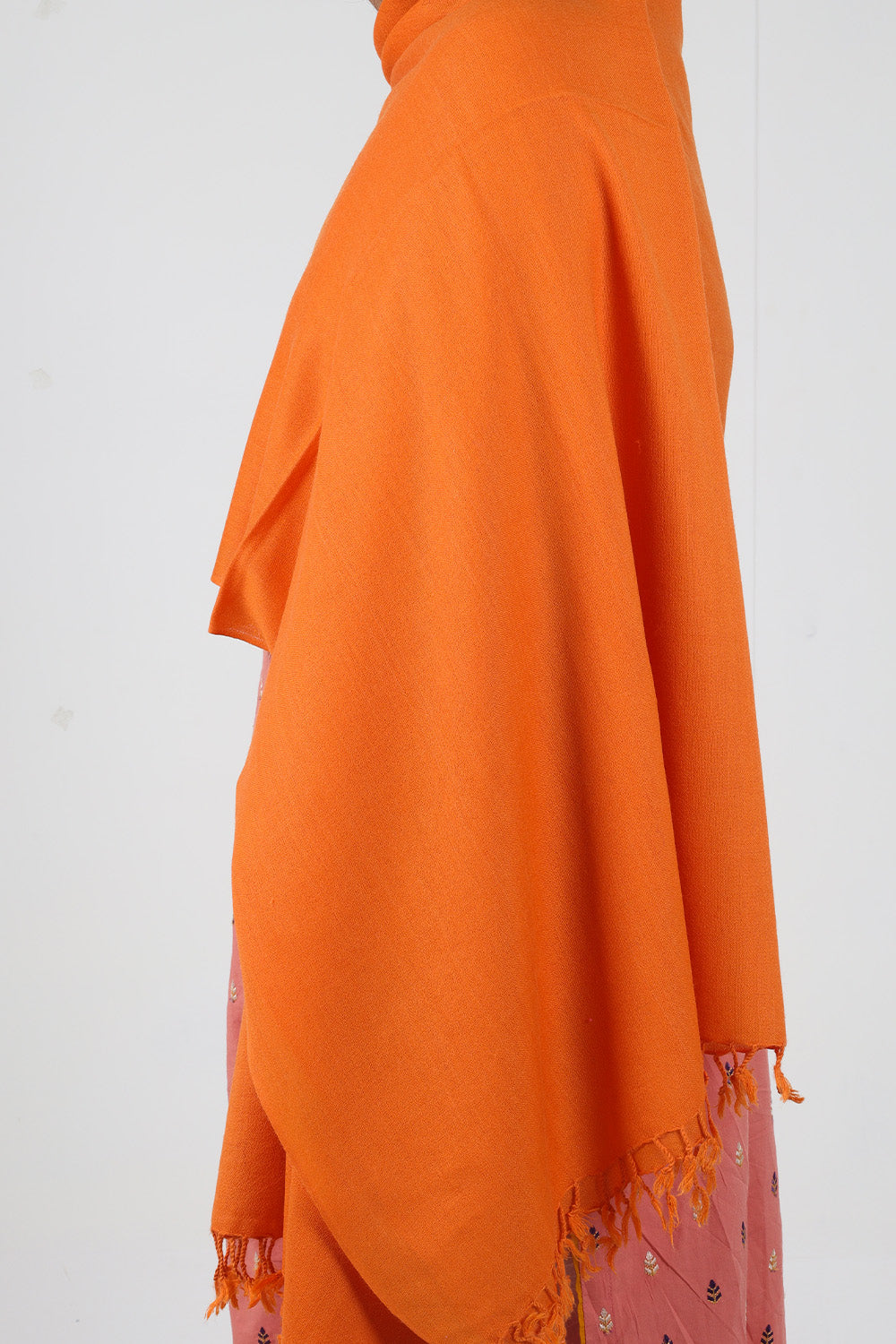 Swati Handloom Plain Orange Shawl