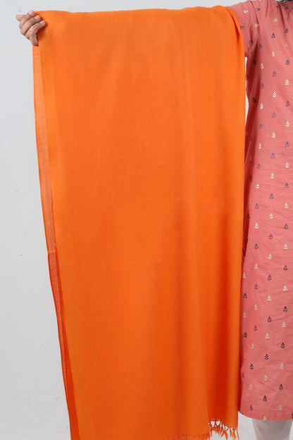 Swati Handloom Plain Orange Shawl