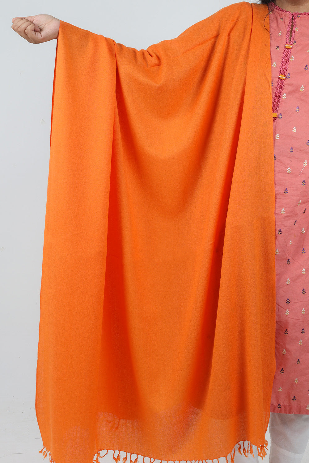 Swati Handloom Plain Orange Shawl