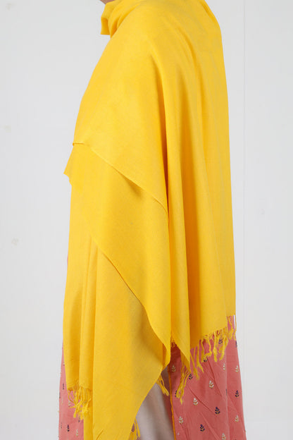 Swati Handloom Plain Yellow Shawl