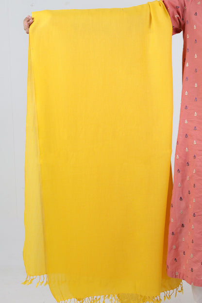 Swati Handloom Plain Yellow Shawl