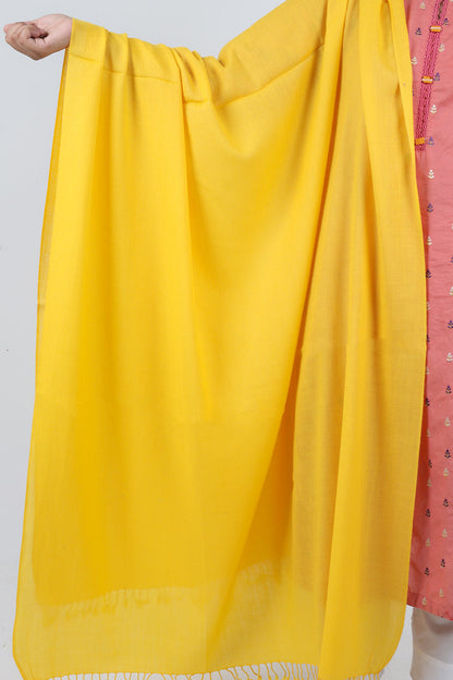 Swati Handloom Plain Yellow Shawl